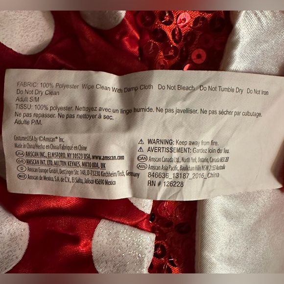 DISNEY MINNIE MOUSE COSTUME Red Sequin Long Sleeve Top NWT Halloween/Cosplay - Picture 8 of 10